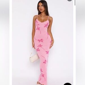 White Fox Boutique Pink Floral Maxi Dress